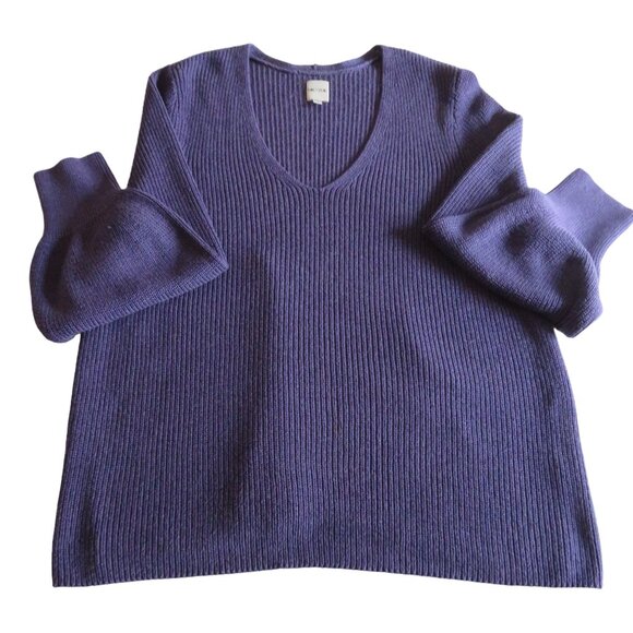 🔥HP🔥 NIC+ZOE Shaker Stitch Cotton Blend Crewneck Sweater, Fig, XL - NWOT - Picture 4 of 7